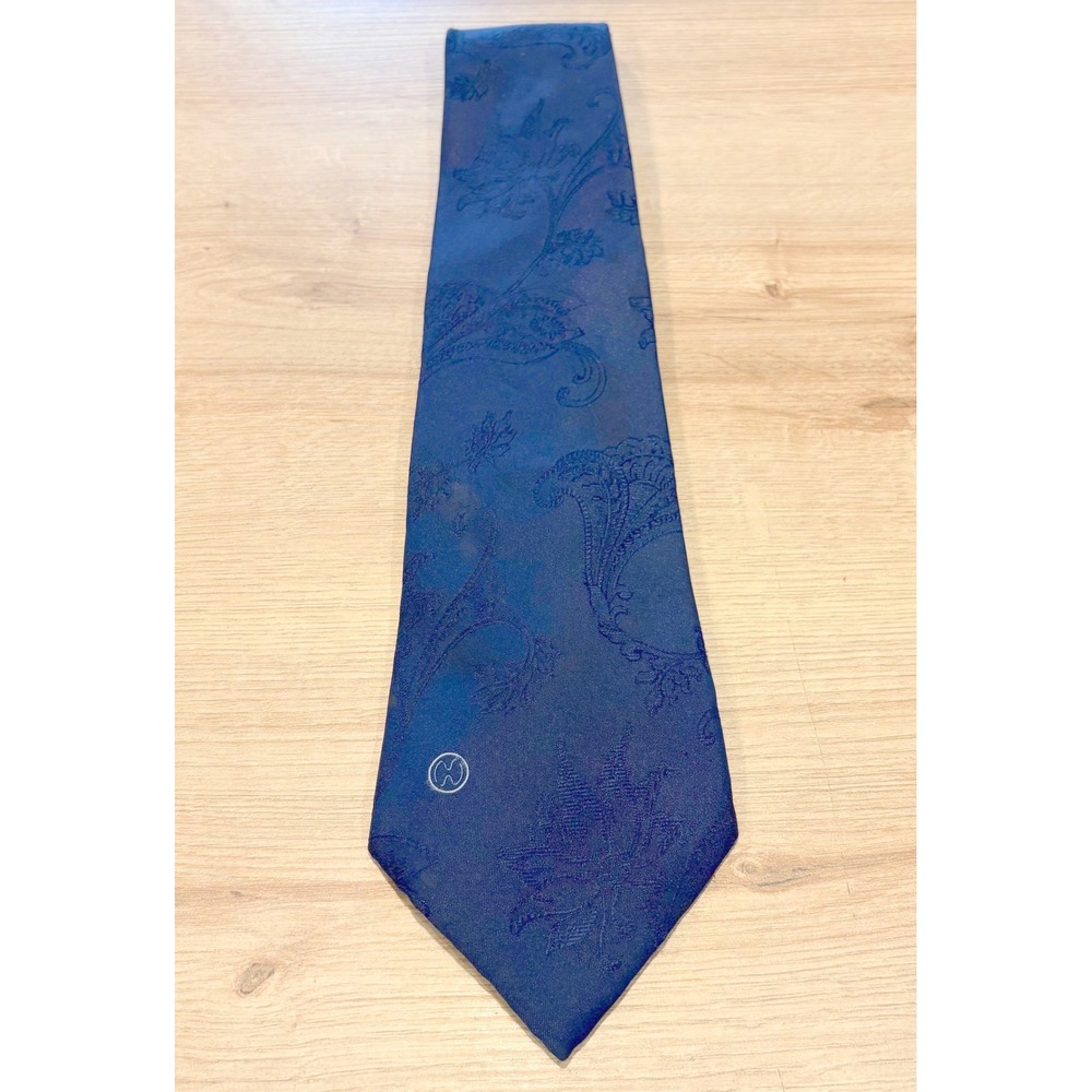 Halston III Mens Navy Blue Paisley Jacquard Silk‎ Blend Necktie WPL 42815